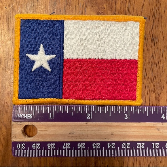 VTG Retro Texas Flag Sew On Patch Applique 3.25”x2.25” Red White Blue Yellow 1:1 - Picture 5 of 7